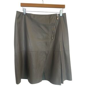 Worth New York Leather A-Line Skirt Size 8 | Asymmetrical Zip | Lined